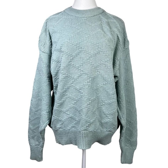 Vintage Sweaters - Vintage 90’s‎ Penn’s Landing Sweater Mock Neck Knit Light Blue XL